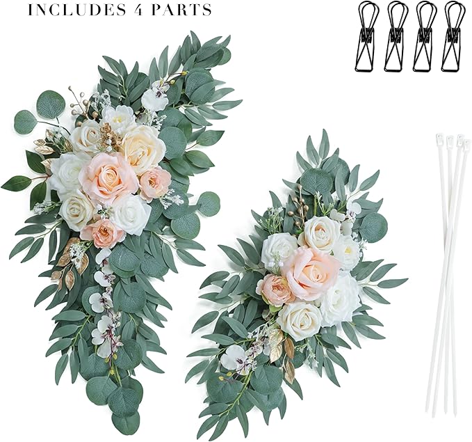 Artificial Blush Pink Wedding Arch Flower Swags Set of 2 - Image 5