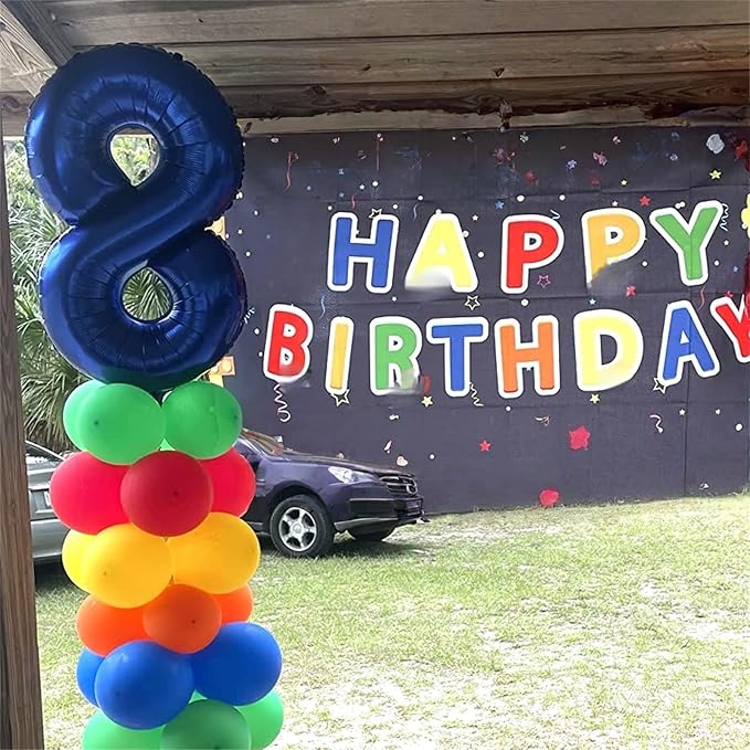 Navy Bluen Balloon Number 8, 40 Inch Large Self Inflating Royal Blue Foil - Image 4