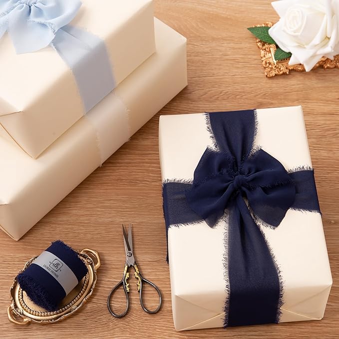 DORIS HOME Dark Navy Chiffon Ribbon - Image 5
