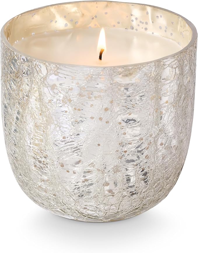 ILLUME Large Boxed Crackle Glass Candle, Balsam & Cedar - Image 7