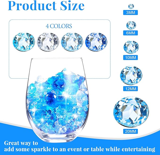 Hicarer 800 Pieces Diamond Decorations Acrylic Diamond Table Scatter Crystals - Image 2