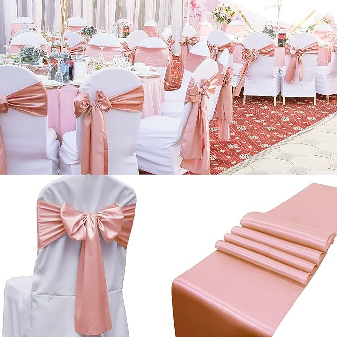100 PCS Satin Chair Sashes Decorative Bow Chair Ribbon Bows Chairs Cover Band by SATULGAU