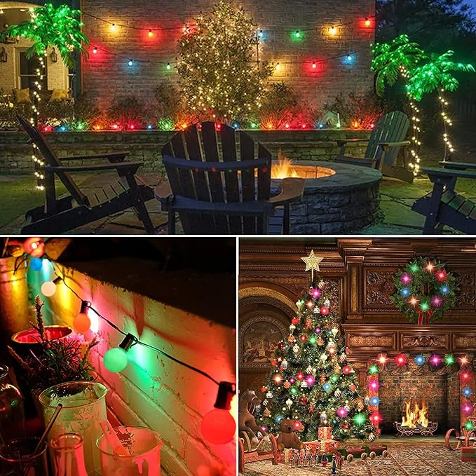 SUNSGNE 25Ft Outdoor Multicolor Christmas Lights, G40 Globe Patio String Lights - Image 7