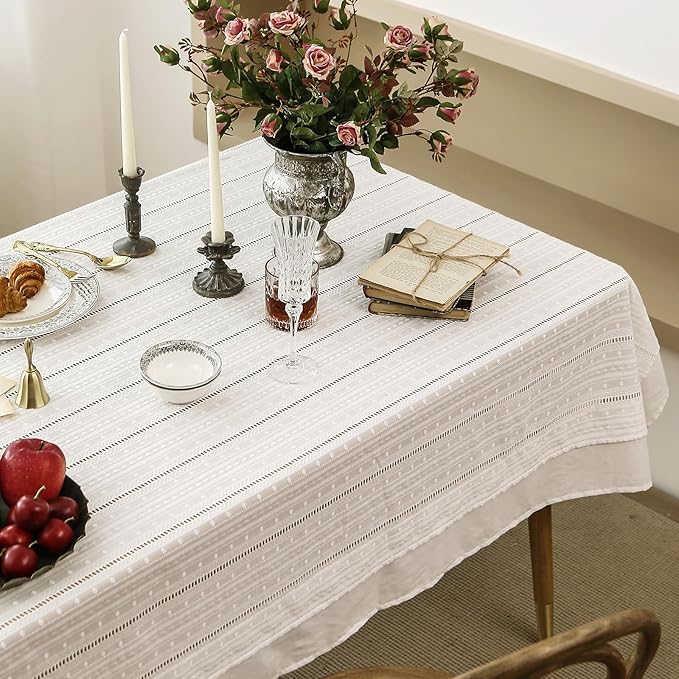 patdrea Designer Vintage Cotton White Lace Tablecloth - Image 3