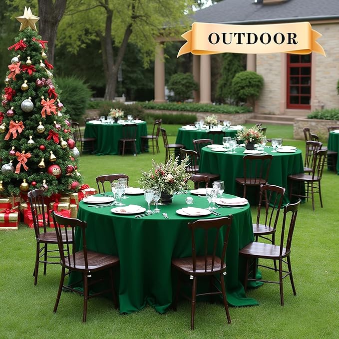 sancua 6 Pack Round Tablecloth 90 Inch Hunter Green, Stain and Wrinkle - Image 2