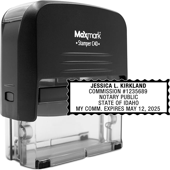 MaxMark Notary Stamp for State of Idaho- Self Inking Stamp by Maxmark