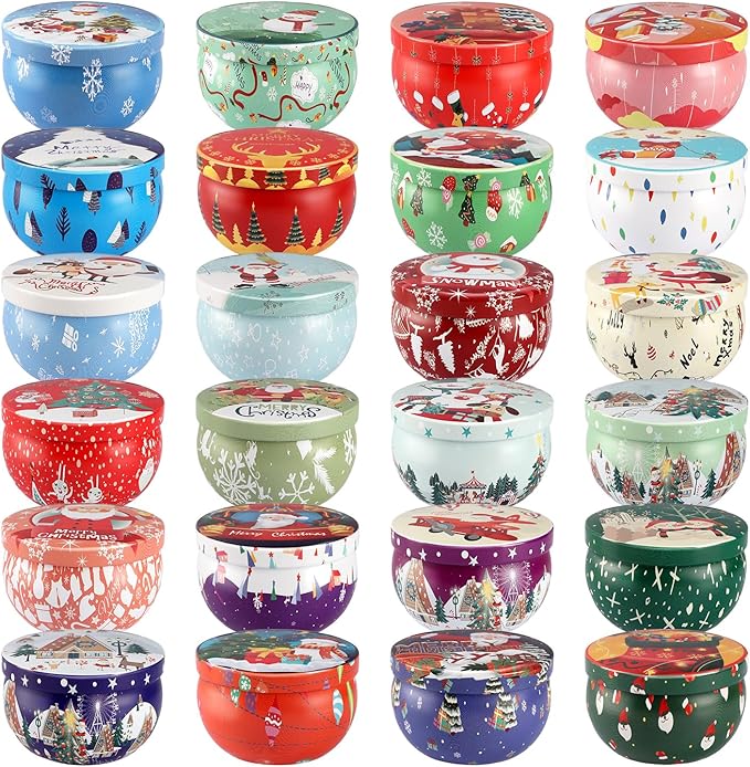 24Pack Christmas Scented Candle Tins Gift Set - Image 6