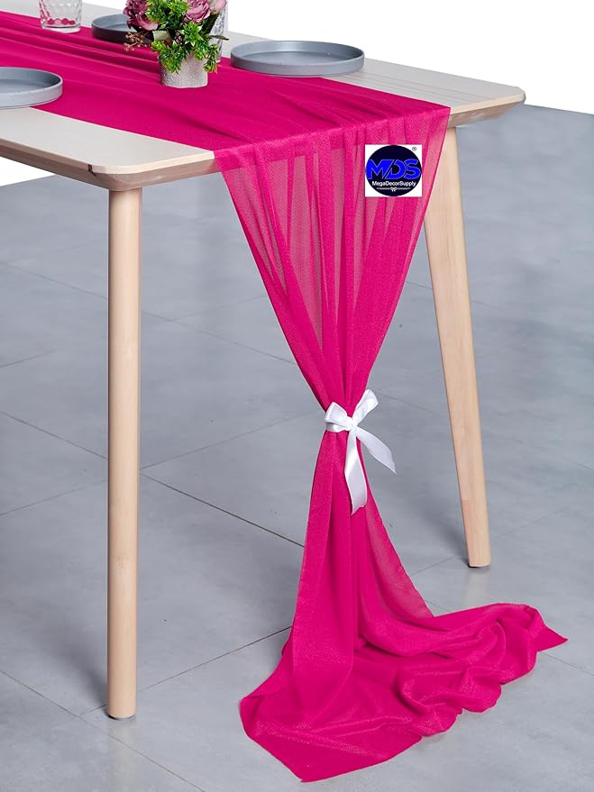 MDS 2 Pack 14ft Chiffon Table Runner 29 x 170 Inches Sheer Wedding Runner - Image 5