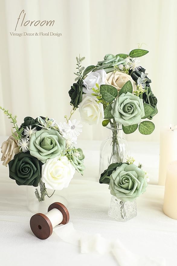 Floroom Artificial Flowers 25pcs Real Looking Beige Foam Fake Roses - Image 5