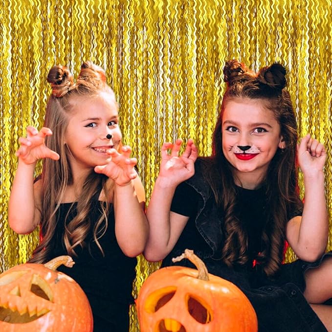 4 Pack Gold Wave Foil Fringe Curtain Backdrop, 3.28Ft x 8.2Ft Metallic Tinsel - Image 7