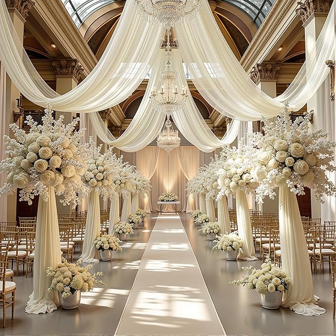 Wedding Arch Draping Fabric 1 Panel 18Ft Nude Sheer Chiffon Curtain Drapes 6 - Image 7