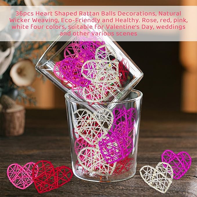 36pcs Valentine's Day Rattan Balls Heart Balls Decoration - Image 4