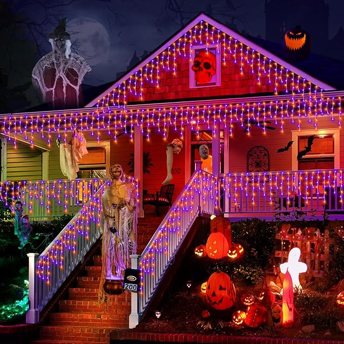 KNONEW 99FT 1216 LED Halloween Lights Decortation Orange Purple String Lights - Image 6