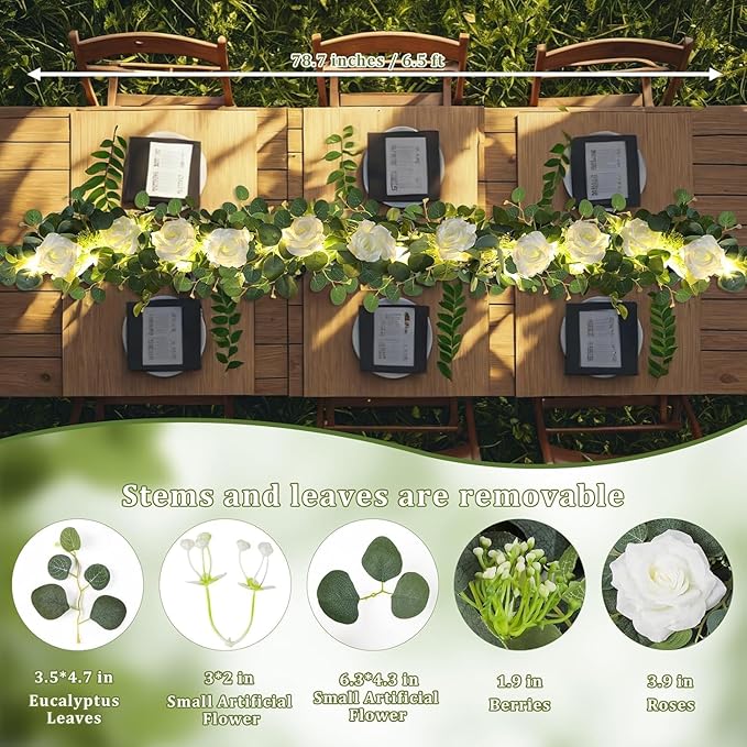 MACTING 2 Pack 13.2FT Eucalyptus Garland - Image 6