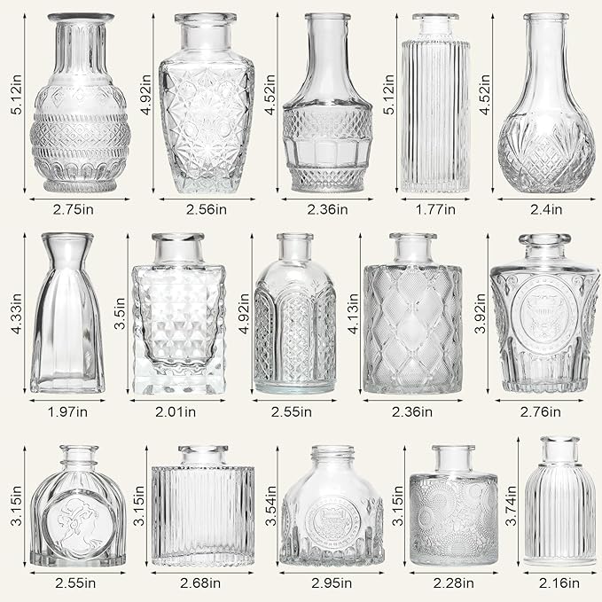 Arme 16Pcs Glass Bud Vase Set，Small Flower Vase - Image 2