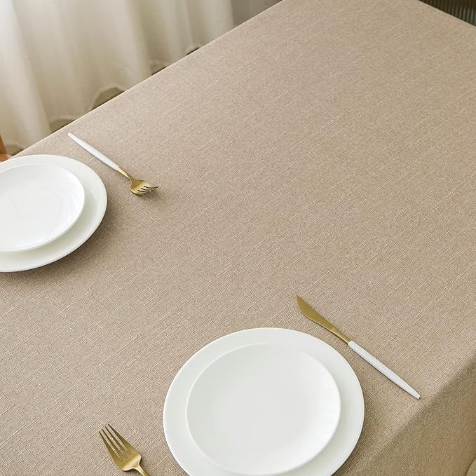 NLMUVW Linen Tablecloth Rectangle 108 Inch Burlap Textured Table Cloth Water - Image 2