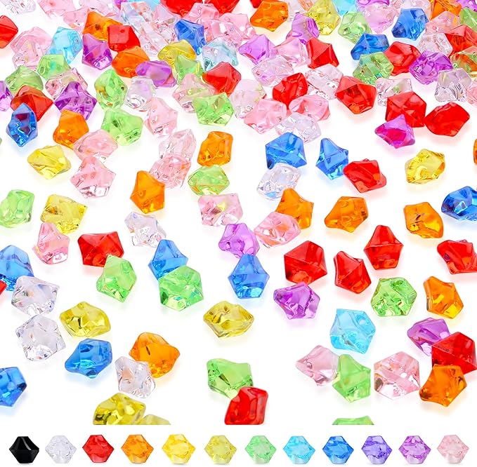 YATOJUZI 500pcs Fake Ice Cubes Acrylic Gems Gemstones Multicolor Vase Filler by YATOJUZI