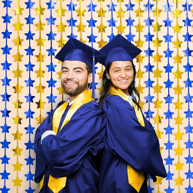 LOLStar 2 Pack Graduation Decoration 2025 3.3 x 6.6 ft Blue Gold Star Each Foil - Image 9