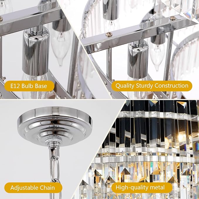Crystal Chandelier Lighting 24'' Chrome - Image 5