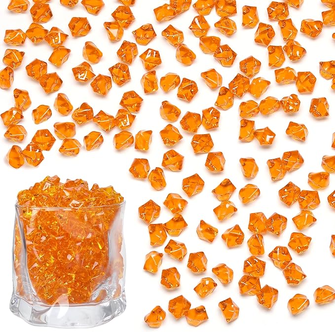 LAIDANLA 500PCS Orange Acrylic Gems Vase Fillers Plastic Diamonds Orange Fake by LAIDANLA