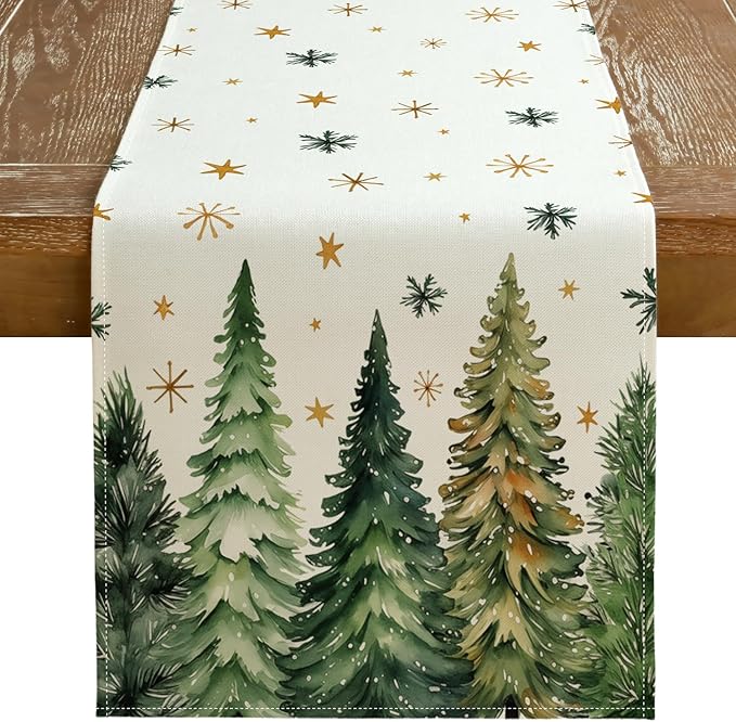 GEEORY Christmas Table Runner 13x72 Inch, Xmas Tees Snowflakes Holiday by GEEORY