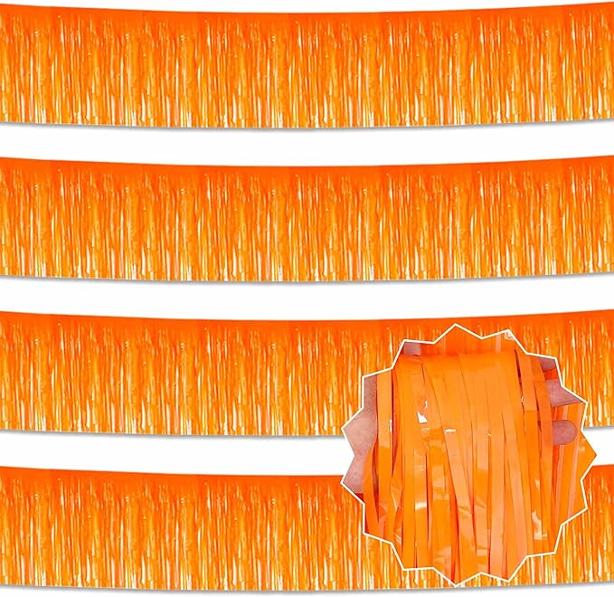 4 Pack 10 Ft Macaron Orange Foil Fringe Garland Metallic Streamers Tinsel by LANTIANCHEN