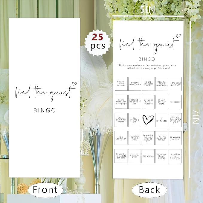 Bridal Shower Games, Find The Guest Bingo, Wedding Shower Games - Image 2