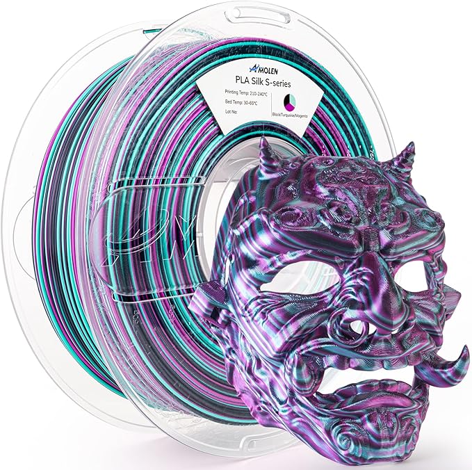 AMOLEN Silk PLA 3D Printer Filament, Shiny Multicolor Rainbow PLA Filament by AMOLEN
