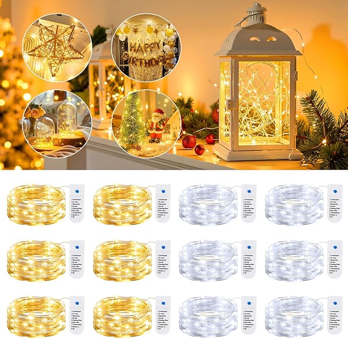 Minetom 12 Pack Fairy Lights Battery Operated String Lights, 8 Modes & Timer - Image 8
