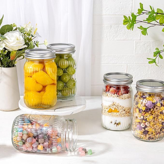 MirthMood 32 OZ Wide Mouth Mason Jars, 6 PACK Glass Mason Jars - Image 5