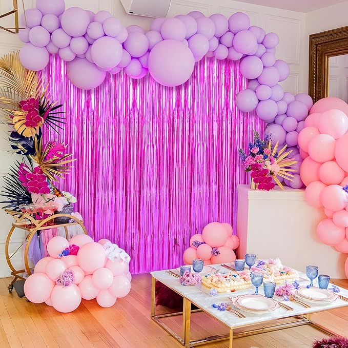 2 Pack Hot Pink Foil Fringe Curtains Streamers Party Decorations 3.3 x 8.2 ft - Image 5