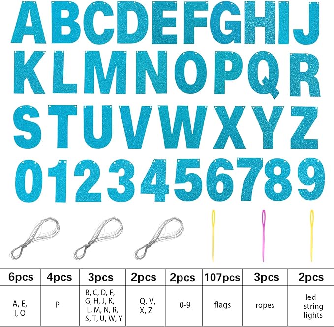 TaoBary 112 Pcs DIY Letter Custom Banner Glitter Customizable Banner Kit - Image 2