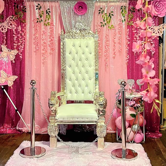 Hot Pink Sequin Backdrop Curtains 4FTx8FT 2 Panels Fuchsia Sparkle Backgound - Image 2