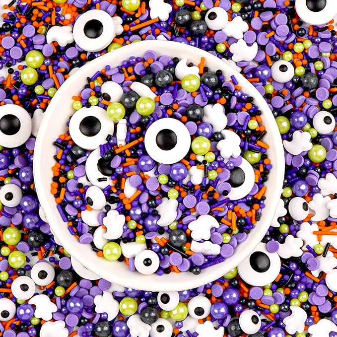 Halloween Sprinkles for Cake Decorating, Edible Candy Eyeballs, Pearl Sugar - Image 3