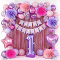 Pink Purple 1st Birthday Party Decorations by KAINSY