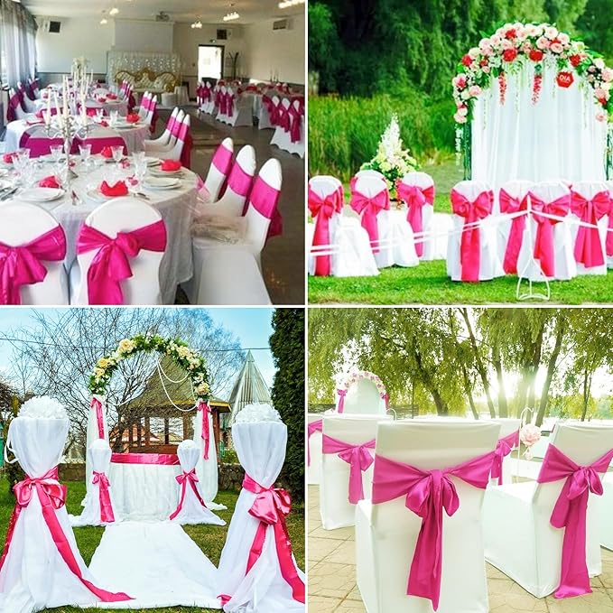100 PCS Satin Chair Sashes Decorative Bow Chair Sashes Ties Back Ribbon Bows - Image 5