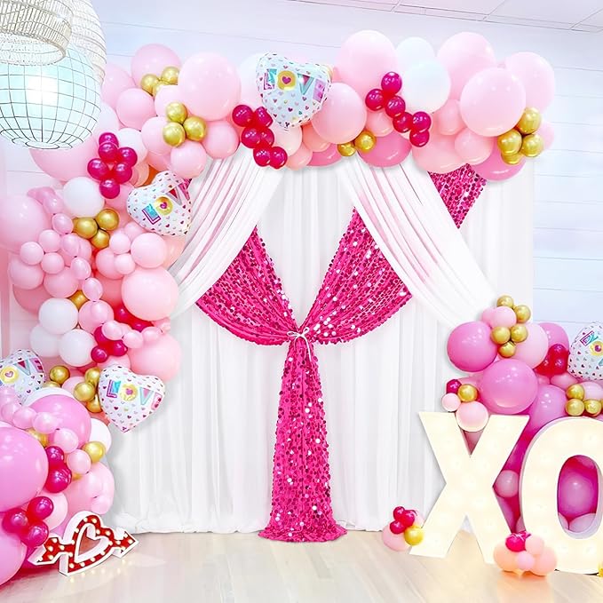 Big Payette Sequin Backdrop 4ftx8ft Hot Pink Sparkly Glitter Curtains - Image 6