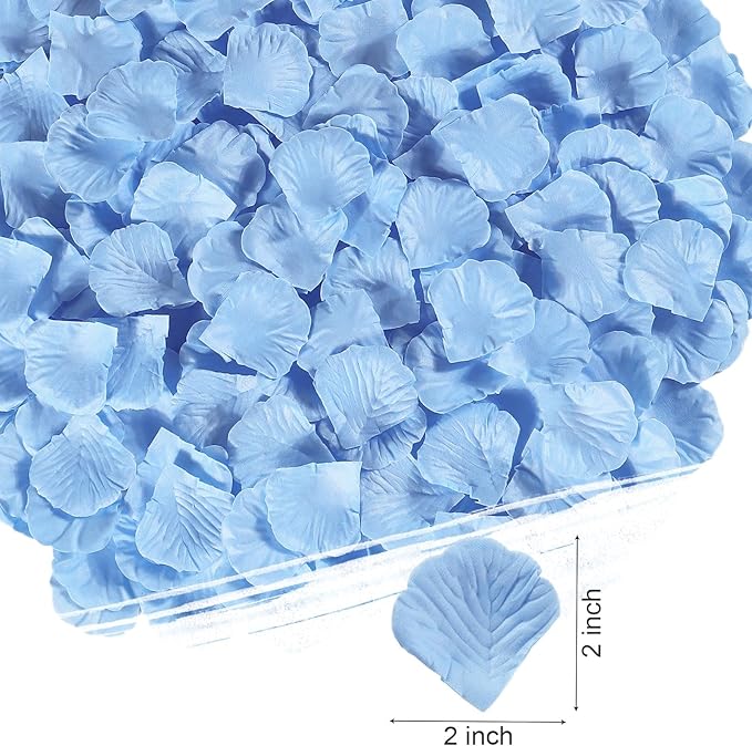 1000 Pcs Light Blue Rose Petals Artificial Silk Flower Petals Romantic - Image 2