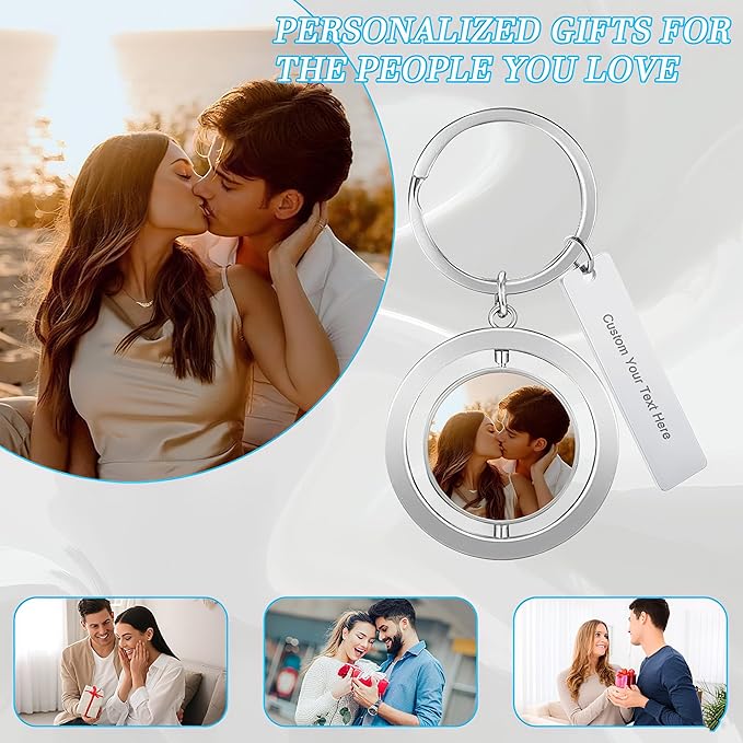 Custom Keychain with Picture Double-sided Personalized Photo Text Keychain - Image 3