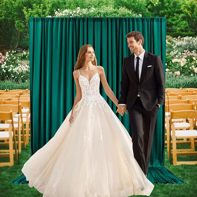 2 Panels Lake Green Backdrop Curtain, 10 x 10 Feet Background Curtains - Image 6