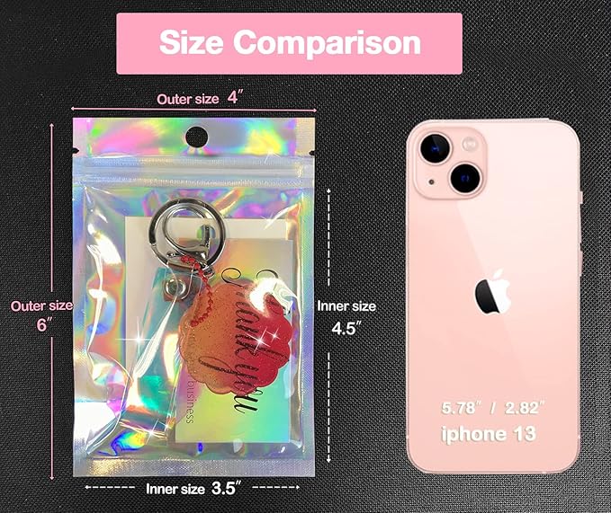 100 Pcs Holographic Resealable Packaging Bags - Image 4
