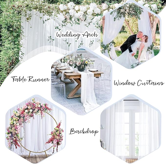 PARTISKY 10x7ft White Chiffon Backdrop Curtains - Image 4
