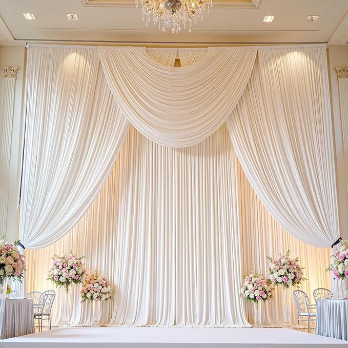 10ft x 15ft Ivory Wrinkle Free Backdrop Curtains - Image 8