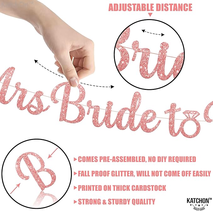 KatchOn, Rose Gold Miss to Mrs Bride to Be Banner - Image 3