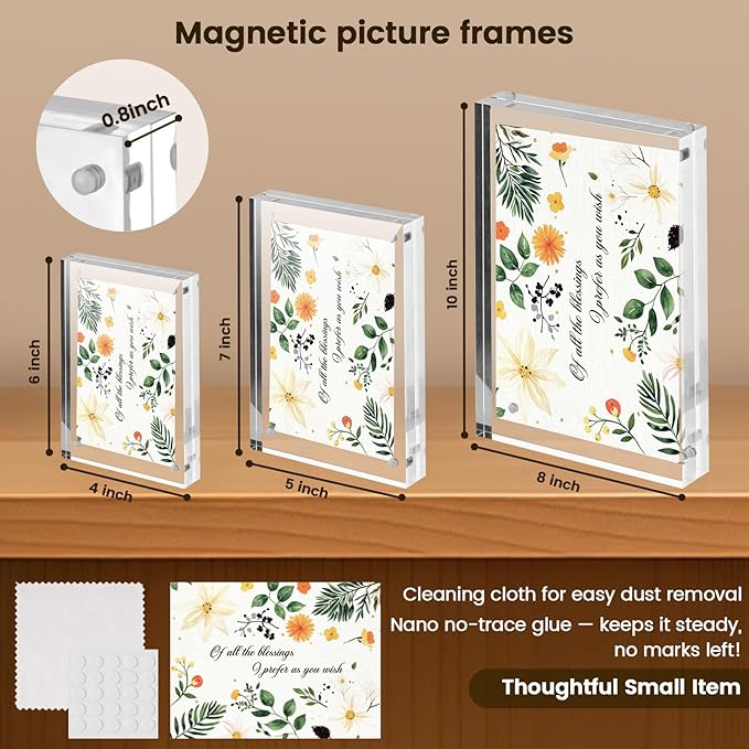 JOHOUSE 2 Pack 5 x 7 Acrylic Picture Frames, Double Sided Magnetic Photo Frames - Image 4