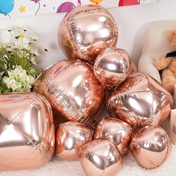 12Pcs Champagne Gold Round Foil Balloons, Metallic Foil Balloon - Image 4