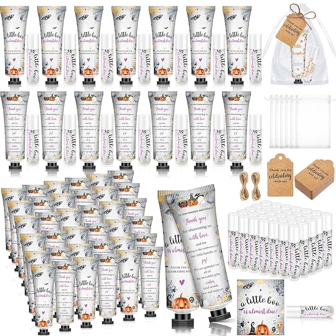 50 Sets 200 Pcs Baby Shower Hand Lotion and Lip Balm Gift Theme Baby Shower by Dimsile