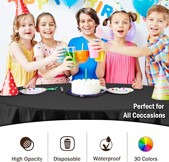 Exquisite Party Solids 12-Pack Premium Plastic Tablecloth 84in. Round Table - Image 5