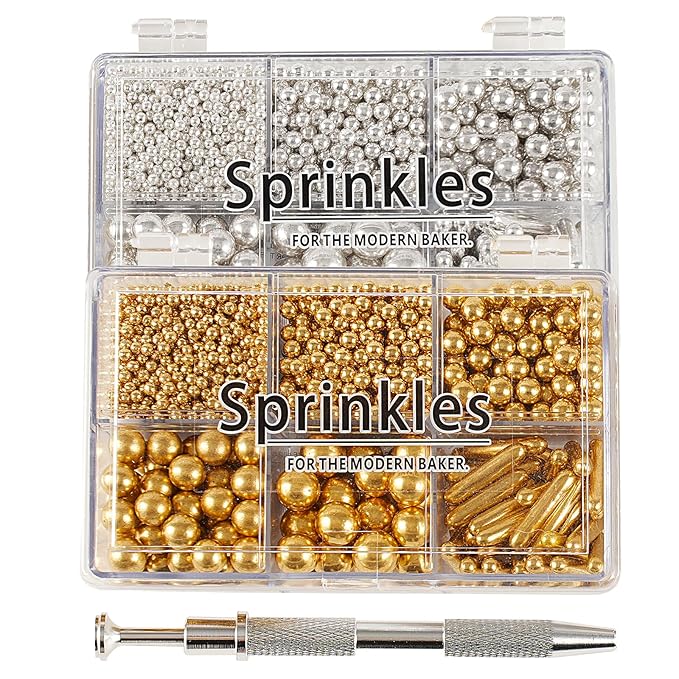 Kasvan Gold and Silver Sugar Sprinkles by KASVAN