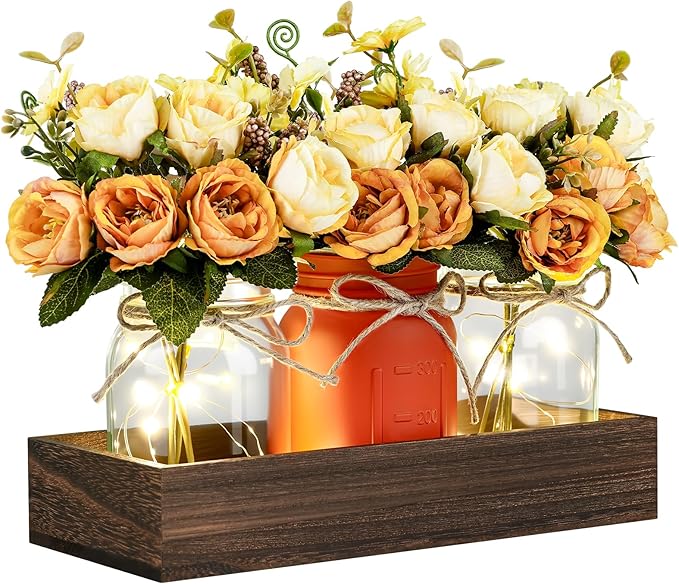 Mason Jar Lights Centerpiece Table Decorations Fall Decor by VAIPI